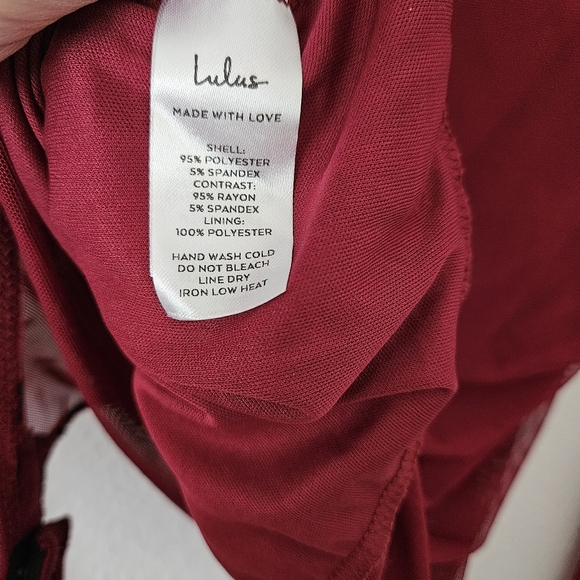Long Sleeve Bodysuit LULU'S NWT Wine Red Ruched Mesh Sz:M Fall Minimalist A0001 - Picture 7 of 10
